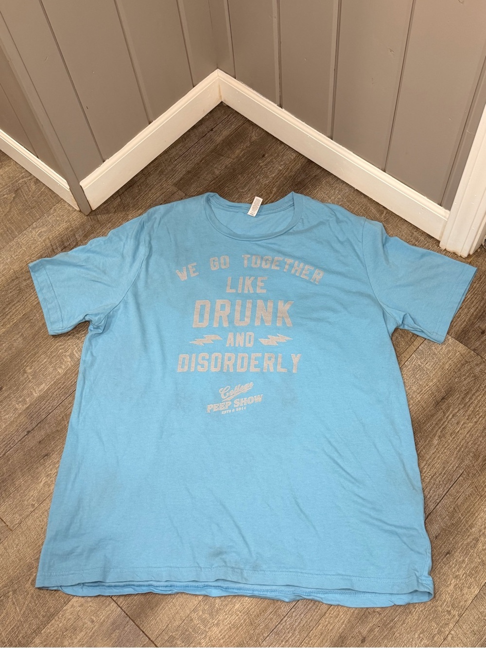 Bella Canvas Light Blue Graphic Tee with 'Drunk and Disorderly' Men’s Tshirt